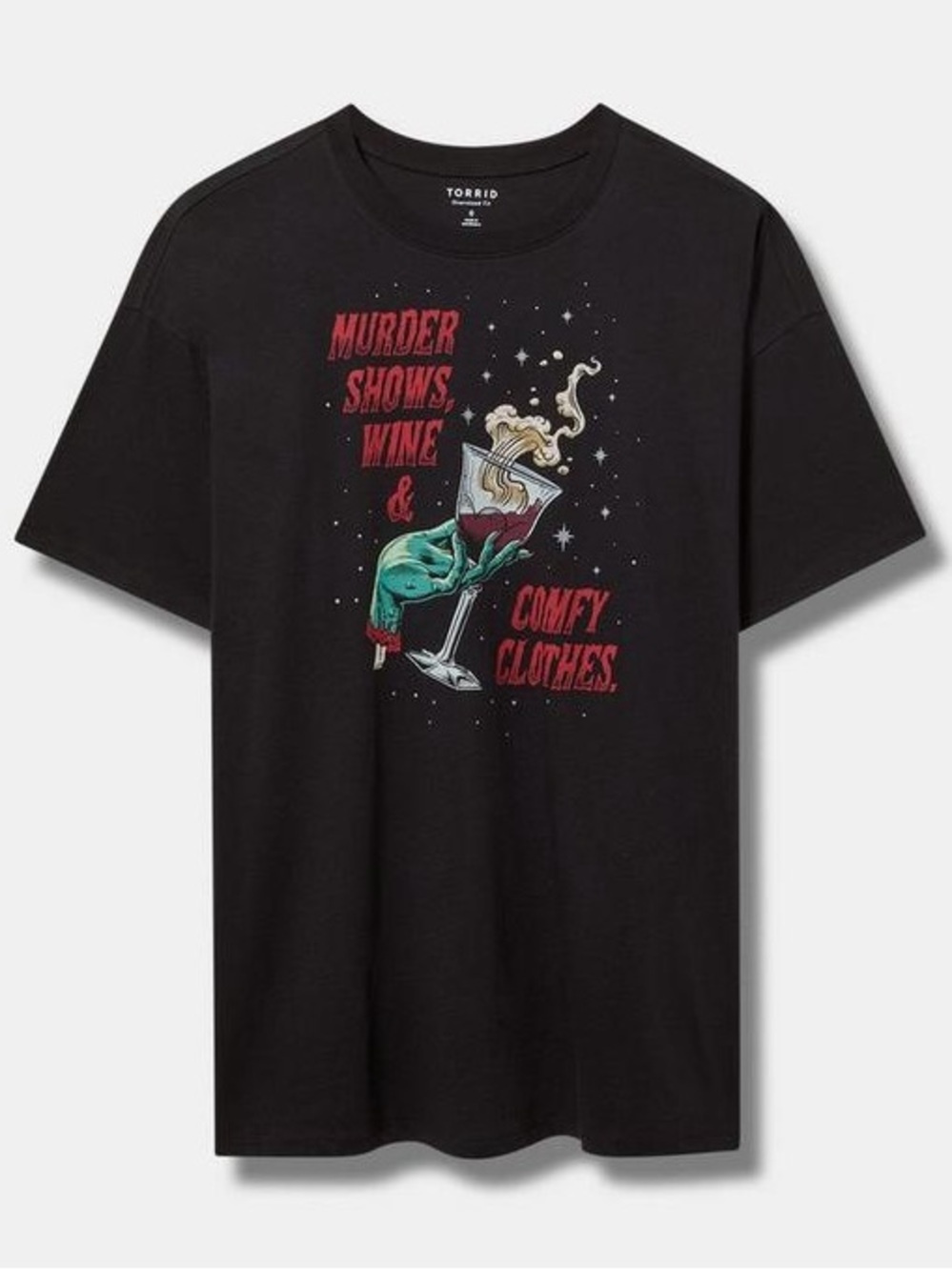 Torrid 3X Murder Wine Clothes Deep Black Oversized Heritage Jersey Tunic Tee NEW